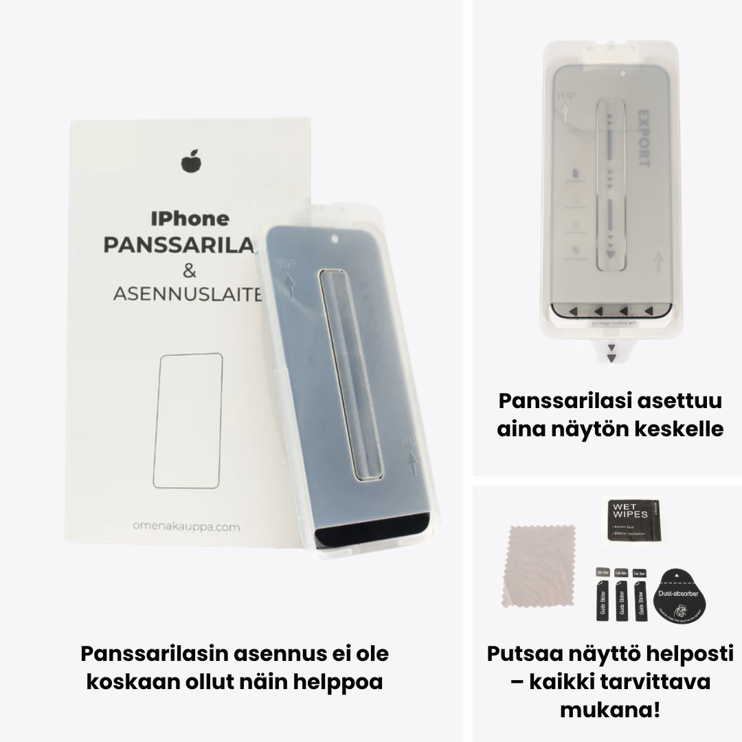 iPhone panssarilasi + Asennussetti